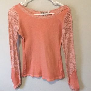 Orange lace long sleeve shirt